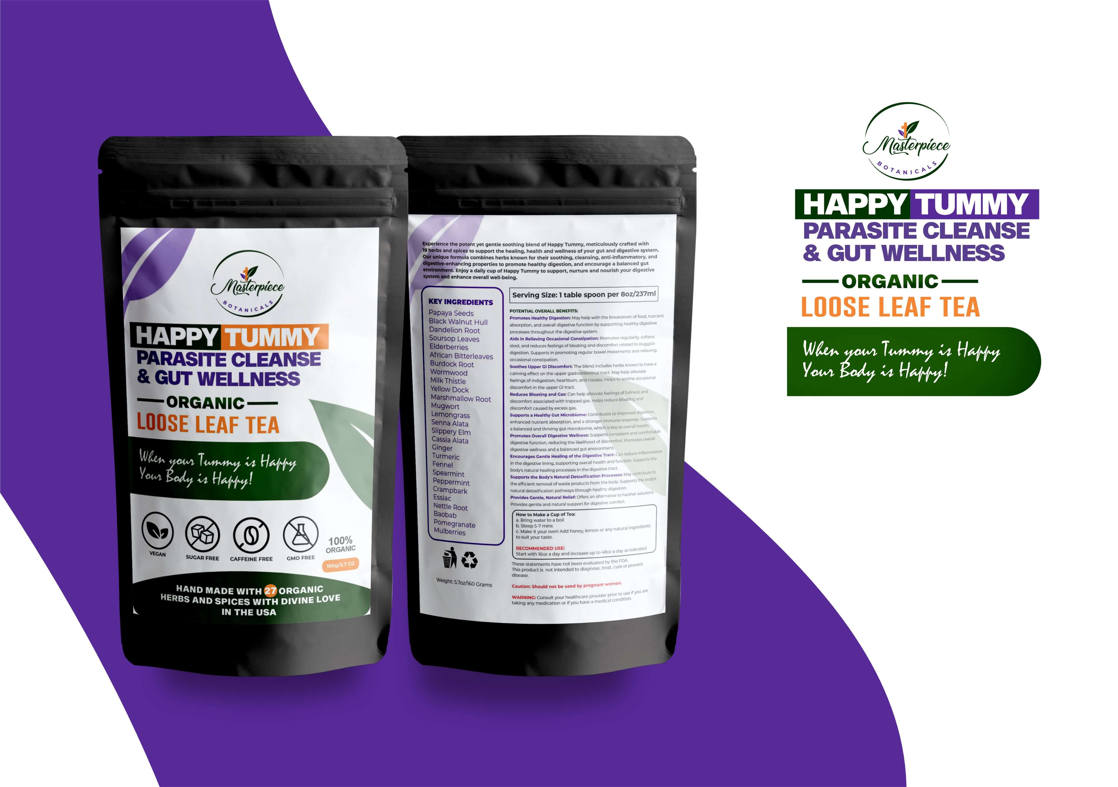 Happy Tummy Parasite Cleanse and Gut Wellness Organic Loose Leaf Tea